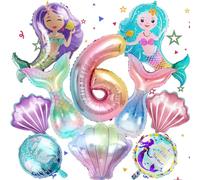 Pack of 10 Mermaid Balloons 6th Birthday Decoration Girls Mermaid Fin Balloons Mermaid Foil Balloons Children's Birthday Decoration for Children's Birthday, Underwater Party, Ocean Theme Decoration