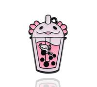 Pack of 10 Metal Enamel Axolotl Bobas Bubble Tea Cup Straw Craft Supplies Supply Resin Cabochon DIY Crafting Junk Charm Plastic Charms Flat Back Phone Custom Acrylic Jewellery Case Making 27-30mm