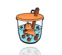 Pack of 10 Metal Enamel Capybara Bobas Bubble Tea Cup Straw Craft Supplies Supply Resin Cabochon DIY Crafting Junk Charm Plastic Charms Flat Back Phone Custom Acrylic Jewellery Case Making 27-30mm