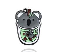 Pack of 10 Metal Enamel Koala Bobas Bubble Tea Cup Straw Craft Supplies Supply Resin Cabochon DIY Crafting Junk Charm Plastic Charms Flat Back Phone Custom Acrylic Jewellery Case Making 27-30mm
