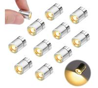 Pack of 10 Mini LED Lights, Small LED Lights for Dollhouse, Small Light with Battery, Micro LED Lights for Party Decoration, Showcases, DIY Crafts, Dollhouse Lighting (Warm Yellow)