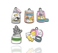 Pack of 10 Mixed Metal Enamel Cat Happy Pills Pill Bottle Craft Supplies Supply Resin Cabochon DIY Crafting Junk Charm Plastic Charms Flat Back Phone Custom Acrylic Jewellery Case Making 27-30mm