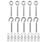 Pack of 10 Mixed ZONADAH M6 Eye Ringbolt & Hook Bolt Long Shank 304 Stainless Steel Closed Weld Coil Screw Threaded Rod for Hammocks, Swing Chair, Garden, Boat, Yacht, Marine