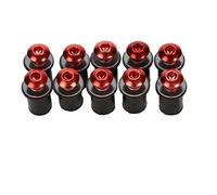 Pack of 10 motorcycle windscreen fasteners, 5 mm windscreen screws, rubber nut, motorcycle screwdriver, compatible with CBR 600 F4i CBR1000RR CB400 VFR800 M5, 16 mm, red