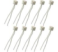 Pack of 10 MR16 GU5.3 Ceramic Lampholders - Reliable 12V LED & Halogen Bulb Sockets with Wire Connectors by LEDANGEL