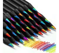 Pack of 10 Multicoloured Pencils, 7 in 1 Rainbow Pencils, Rainbow Coloured Pencils for Adults or Children, Multicoloured Pencils for Art, Drawing, Coloring, Sketching