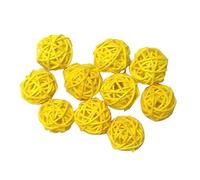 Pack of 10 Multicoloured Rural Style Decorations Shop Jewellery Supply Wicker Rattan Balls 3 cm for DIY Vase Bowl Filler Displays Garden Decorations - Yellow High Quality Durability