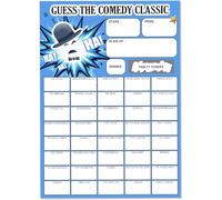 Pack of 10 Name the Comedy Classic Fundraiser Cards - A5 Size - 40 Squares and Scratch Off Winner for Fundraising