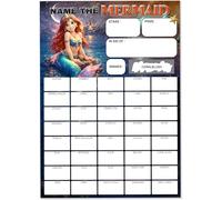 Pack of 10 Name the Mermaid Fundraiser Cards - A5 Size - 40 Squares and Scratch Off Winner for Fundraising