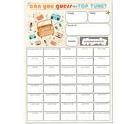 Pack of 10 Name the Song Fundraising Cards - Large A5 Size - 40 Squares and Scratch Off Winner for Charity