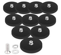 Pack of 10 Neodymium Magnet with M4 Threaded Bolts, 43 mm, 15 kg, Rubberised Neodymium Magnets, Extra Strong, Magnet for Screwing on Rubberised Magnets for Vehicles, Lamps, Instruments and Devices