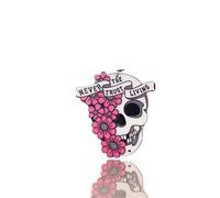 Pack of 10 Never Trust The Living Pink Skull Horror Girl Bead Craft Supplies Supply Resin Cabochon DIY Crafting Junk Charm Plastic Charms Flat Back Phone Custom Acrylic Jewellery Case Making 32-30mm