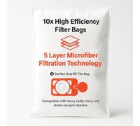 Pack of 10 Numatic | Hepa-Flo Dust Bags compatible Hetty | Numatic Henry Bags for Vacuum Cleaner for Optimal Cleaning Performance