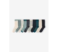 Pack of 10 pairs of boys' socks Basics emerald green