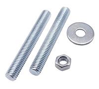 (Pack of 10 pcs) Fully Threaded M8 x 60 mm Screw Rods With Hex Nuts and Washers, Studding Rod Bar, Stud DIN 796-1 (10, M8 x 60 mm)