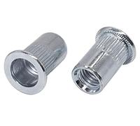 (Pack of 10 pcs) Rivet Nuts M8 x 17 mm, Flat Head, Knurled Rivnut, Threaded Insert Nutserts, Steel Rivet Nut (10, M8 x 17 mm)