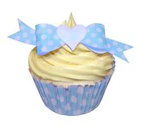 Pack of 10 Perfectly Cut Baby Blue Polka Dot Bow by CDA Products 201-498