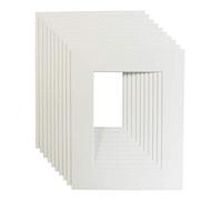 Pack of 10 Picture Photo Mounts. Frame size 14x11inch - Inside Aperture to fit A4 prints. Choice of White, Black & Antique white- Acid free (Antique White)
