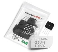 (Pack of 10 Pieces) Chanzon GBU406 Bridge Rectifier Diode 4A 600V GBU-4 (SIP-4) Single Phase Full Wave 4 Amp 600 Volt Electronic Silicon Diodes
