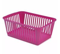 Pack Of 10 Pink 30Cm Plastic Handy Storage Basket School Office Organiser Tidy Crate