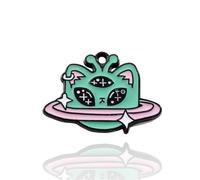Pack of 10 Pink Metal Enamel Cat Abduction UFO Space Alien Craft Supplies Supply Resin Cabochon DIY Crafting Junk Charm Plastic Charms Flat Back Phone Custom Acrylic Jewellery Case Making 27-30mm