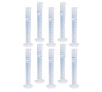 Pack of 10 Plastic Measuring Cylinders with Precise Graduation for Chemistry and Biology Experiments, Measuring Cups, Laboratory Measuring Cylinders