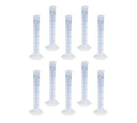 Pack of 10 Plastic Measuring Cylinders with Precise Graduation for Chemistry and Biology Experiments, Measuring Cups, Laboratory Measuring Cylinders
