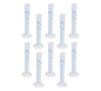 Pack of 10 Plastic Measuring Cylinders with Precise Graduation for Chemistry and Biology Experiments, Measuring Cups, Laboratory Measuring Cylinders