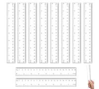 Pack of 10 Plastic Ruler, Ruler, Transparent Flexible Precision Ruler, Measuring Tool, Flexible Precision Ruler for School, Office, Home, Transparent Plastic Ruler