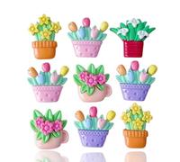 Pack of 10 Potted Garden Rose Wildflower Flower FLowers Craft Supplies Supply Resin Cabochon DIY Crafting Junk Charm Plastic Charms Flat Back Phone Custom Acrylic Jewellery Case Making 22-25mm