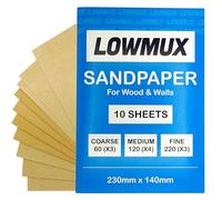 Pack of 10 Premium Assorted Sandpaper Sheets | Mixed Grit Sand Paper Set | 3 × P60 Coarse Grit | 4 × P120 Medium Grit | 3 × P220 Fine Grit | Perfect for Wood, Walls & DIY Projects