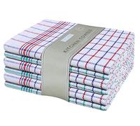 Pack of 10 Premium Caterer's Check Cotton Tea Towel, Heavy Duty Cleaning Drying Cloth| 100% Cotton | Super Absorbent | High Density Weave | Lint Free