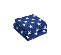 Dreamscene Wholesale Set of 10 Sofa Bed Throw Blanket Soft, Warm & Fluffy, Printed Star Navy Blue Design, Bedroom & Living Room Accessory, 120 x 150cm