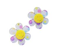 Pack of 10 Purple Smile Face Daisy Tie Dye Craft Supplies Supply Resin Cabochon DIY Crafting Junk Charm Plastic Charms Flat Back Phone Custom Acrylic Jewellery Making Hair Bow Centre 20x32mm