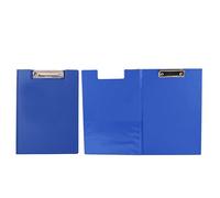 M1SS Pack of 10 - A4 Clipboard Fold Over Document Conference File Vinyl PVC Foolscap Hardback Strong Metal Clip Folding Clipboard A4 Paper Folder Pad Work Holder Board Organizer School Office - Blue