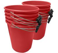 Pack of 10 Red Plastic Calf 1 GAL Bucket, Heavy Duty with Metal Handle 5L Animal Feed Water Buckets