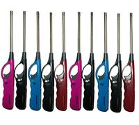 Pack of 10 Refillable Lighters, BBQ Fire Lighters, Candle Lighters, Safety Gas Lighters, Fire Lighter 27cm with Adjustable Flame