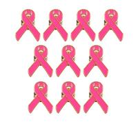 Pack Of 10 Ribbon Brooch Pins Breast Cancers Awareness Lapel Badge Jewelry Lightweight Charity Event Accessory