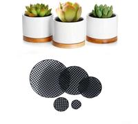 Pack of 10 Round Flower Pot Bottom Mesh Pads, Essential for Soil Protection, Great for Indoor and Outdoor Use (12cm)
