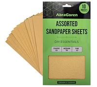 Pack of 10 Sand Paper Sheets - Mixed Grits, 3x Fine, 4x Medium, 3x Coarse - Assorted Sandpaper for Wood and Walls (Premium)