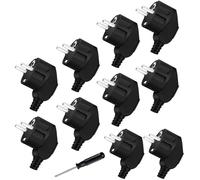 Pack of 10 Schuko Plugs, Euro Plug 250 V/16 A, Power Plug Angle Plug, Protective Contact Plug with Kink Protection Sleeve, IP20, with Screwdriver, for 8-10 mm Cable for Household Appliances Small