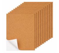 Pack of 10 Self-Adhesive Cork Panels, A4, 2 mm Thick Cork Board, Cuttable, Rectangle Cork Wall Panels for Notice Board, Photo Wall, Wall Decoration, DIY Crafts and Coasters