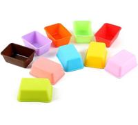 Pack of 10 Silicone Cake Moulds for Baking, Cupcake Cases Rectangular Mini Loaf Pan for Cheesecake, Muffin Moulds, Non-Stick Jelly Mould, Silicone Baking Moulds (Random Colors)