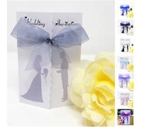 Pack of 10 Silouette Wedding Invitations with ribbon and envelopes- Gatefold style! (SILVER)