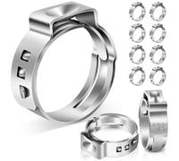 Pack of 10 Single-Ear Clamps 10.3 - 12.8 mm, 304 Stainless Steel Clamps, Ear Clamps, Single Ear, Continuous Pipe Clamps, Hose Clamp, Adjustable Clamp, Fuel Line Clip