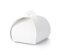 Pack of 10 small white paper gift boxes to fit together.