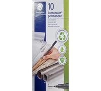Pack of 10 Staedtler Lumocolor® Permanent Pen 318-1 Yellow Fine Tip 0.6mm