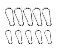 Pack of 10 Stainless Steel Fire Brigade Carabiner with Snap Closure, Carabiner with Load Capacity, Robust & Rustproof, Ideal for Camping, Hiking, Travel, Fishing, Backpack & Keys