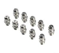 Pack of 10 Stainless Steel Grease Nipples, M6 x 1mm Thread, Straight Hydraulic Fitting