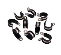 Pack of 10 Stainless Steel Rubber Lined P Clips 22.2mm 7/8" Pipe Wire Cable